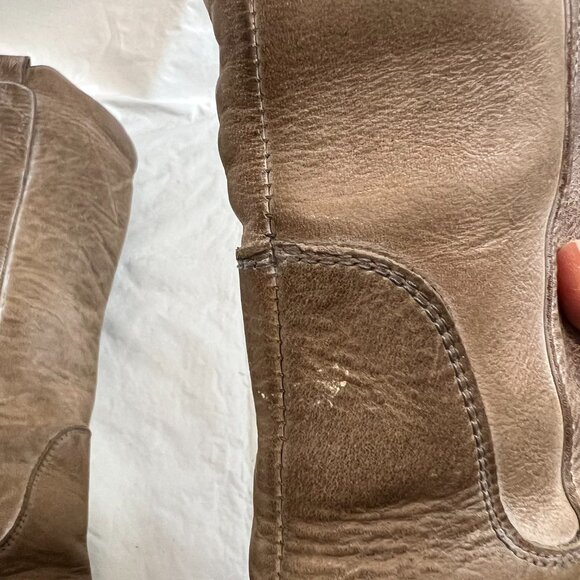 Frye Paige tall riding boots beige brown leather knee high pull on flat 9 womens - Picture 13 of 14